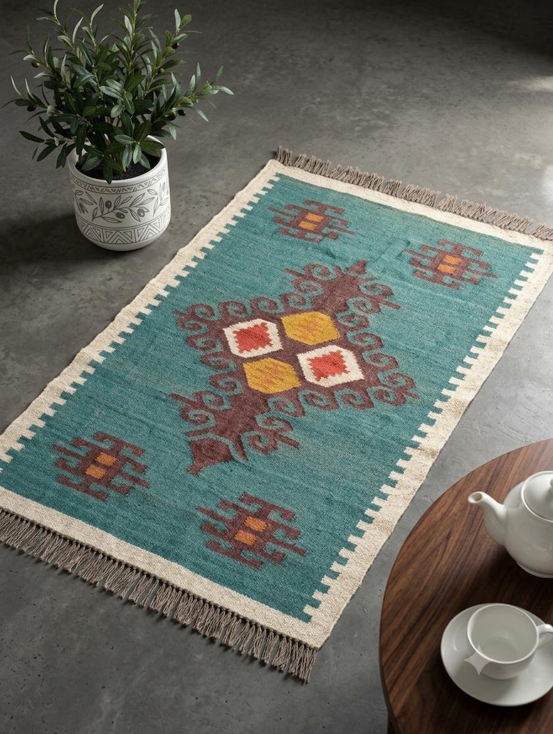 Handmade Navajo Kilim Rug, Aztec Rug, Accent Rug, Outdoor Rug/indoor ...