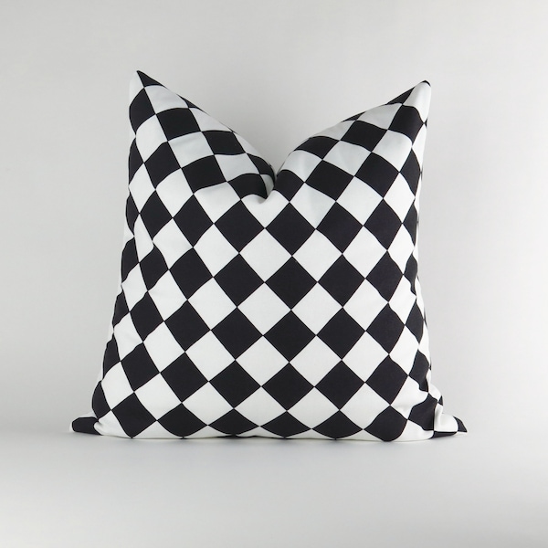 Black and White Checkered Pillow Etsy