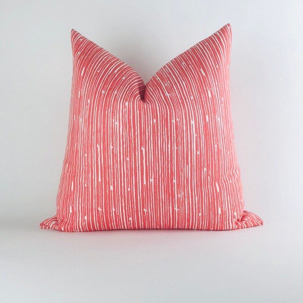 Coral Stripe Pillow Cover -MANY SIZES- (Decorative Throw Pillow, Euro Sham) Scribble Coral by Premier Prints