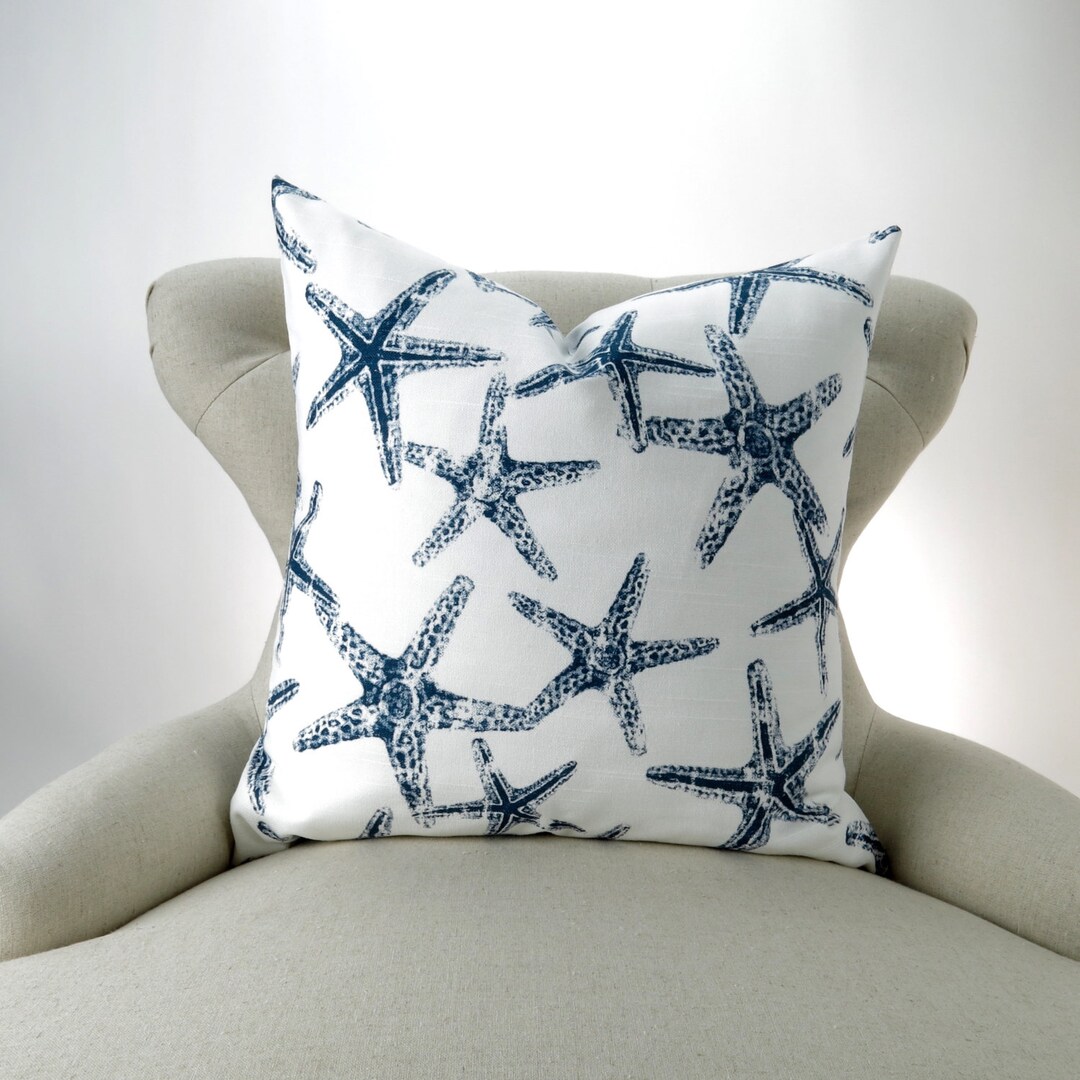 Nautical Throw Pillow, Navy Cushion, Accent Pillow, Euro Sham, Navy