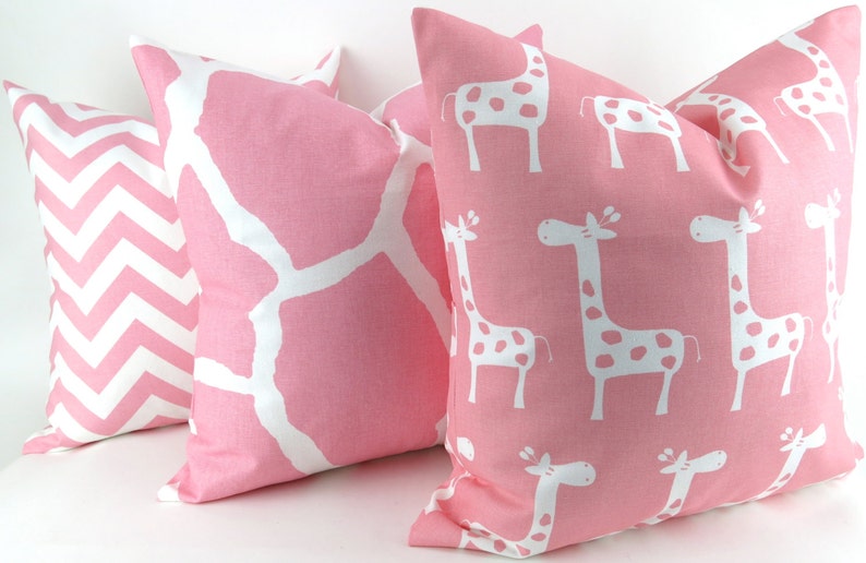 Pink Animal Print Pillow Cover MANY SIZES White Giraffe Etsy