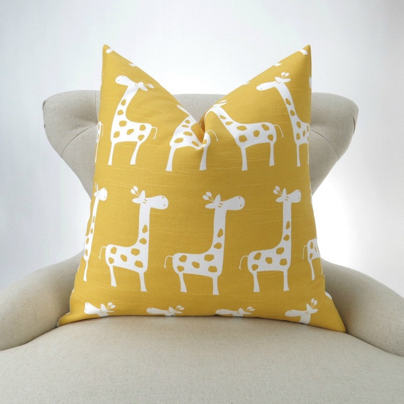 Throw Pillow Yellow Giraffe Accent Pillow Decorative Throw Etsy