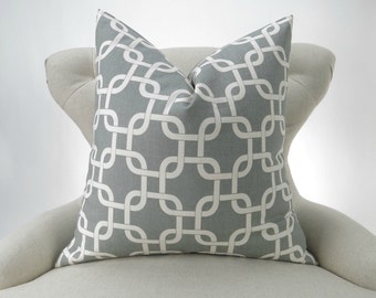 Gray Chain Link Pillow Cover -MANY SIZES- Grey natural Gotcha Summerland - decorative throw euro sham custom cushion