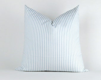 blue ticking pillows
