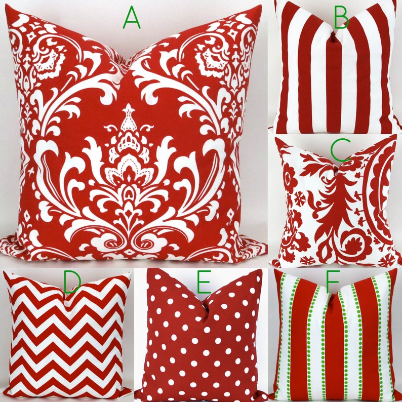 Red Cushion Covers 18x18 Mix Match Patterns Pillow Sham Etsy