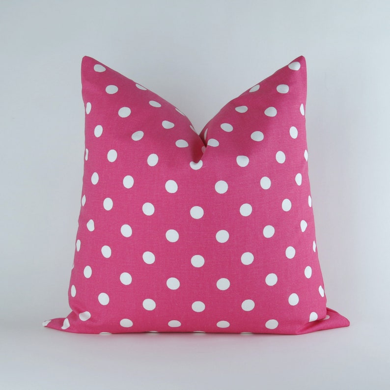 Hot Pink Pillow Cover MANY SIZES White Polka Dot Pattern Etsy