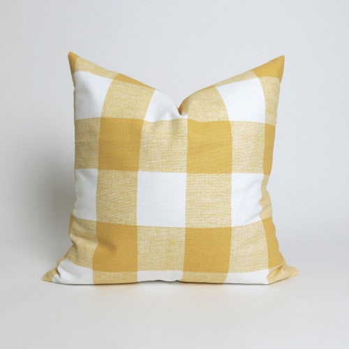 Yellow Plaid Pillow Cover MANY SIZES Buffalo Plaid Etsy