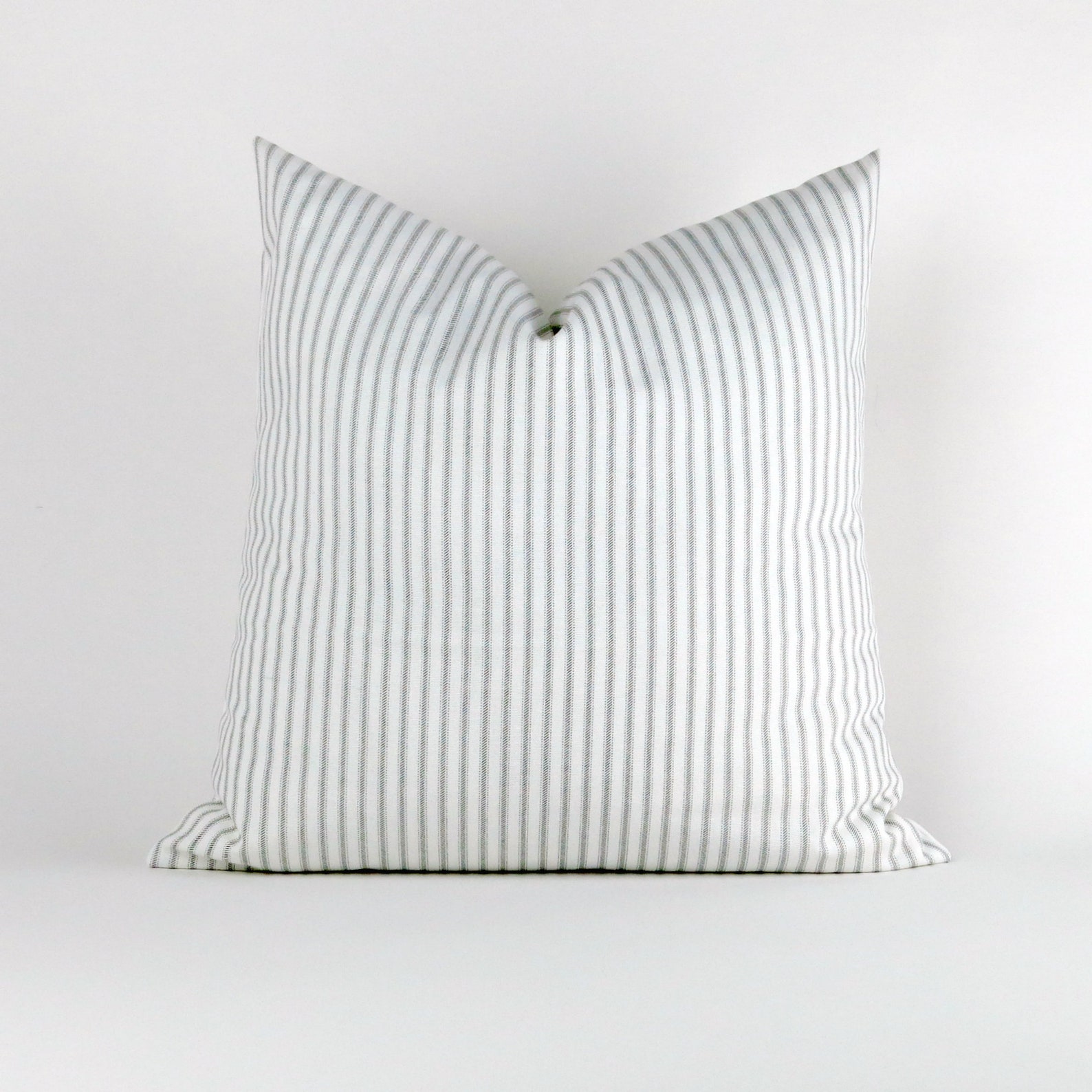 Navy Stripe Pillow Cover MANY SIZES Feather Ticking Pattern decorative