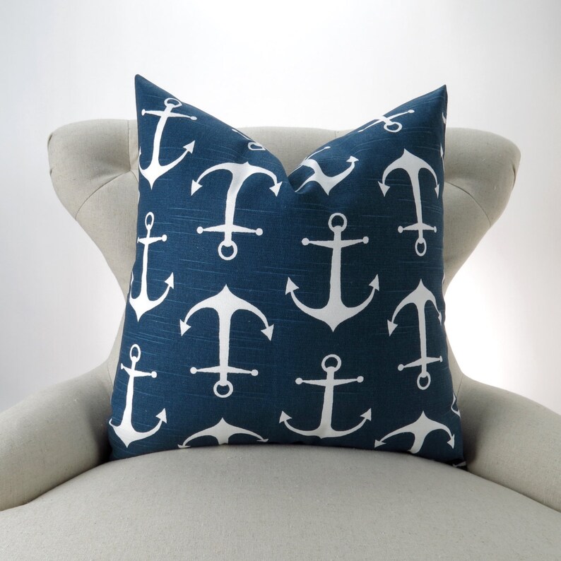 Nautical Throw Pillow Navy Cushion Accent Pillow Euro Sham Etsy