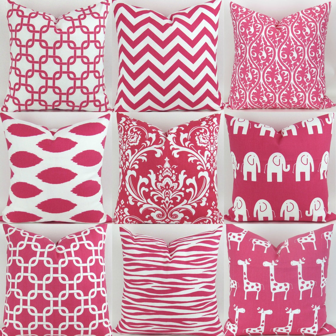 Hot Pink Throw Pillow Cover MANY SIZES Kimono Candy Pink Etsy