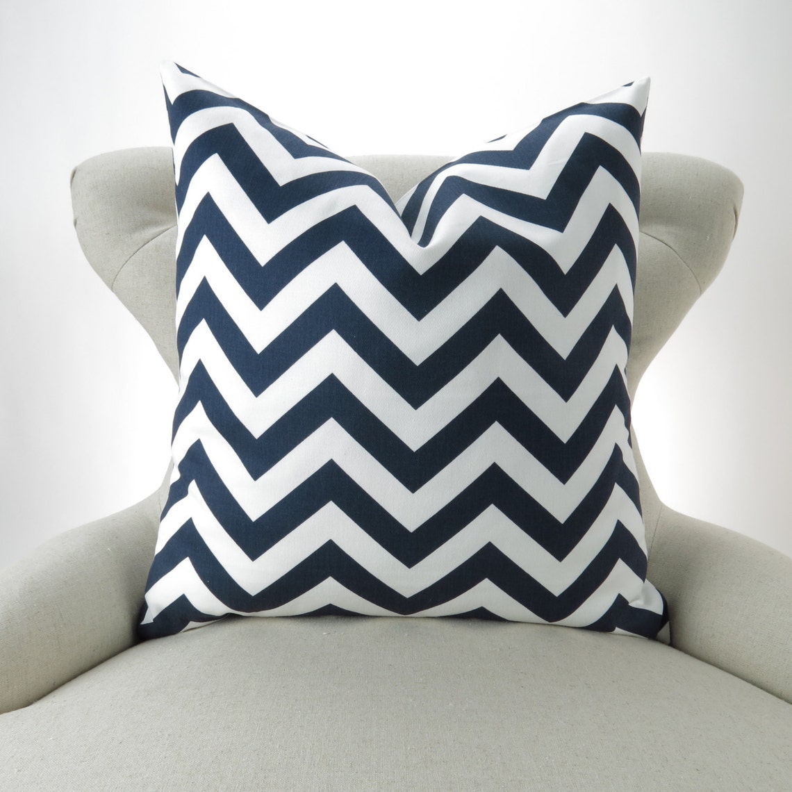 Navy Chevron Pillow Cover MANY SIZES Blue Nautical Geometric Etsy