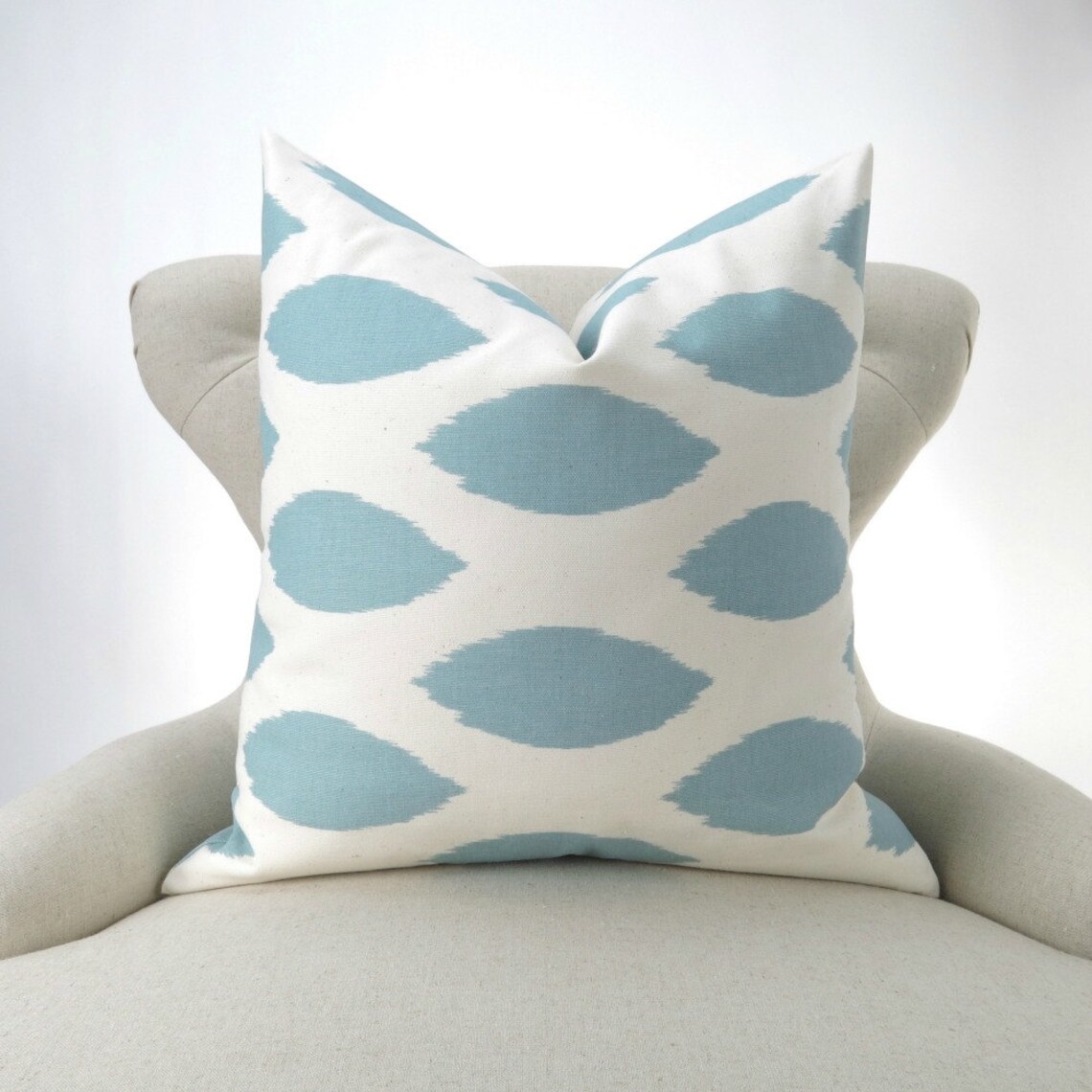 Blue Ikat Pillow Cover MANY SIZES Light Blue Ikat Cushion Etsy