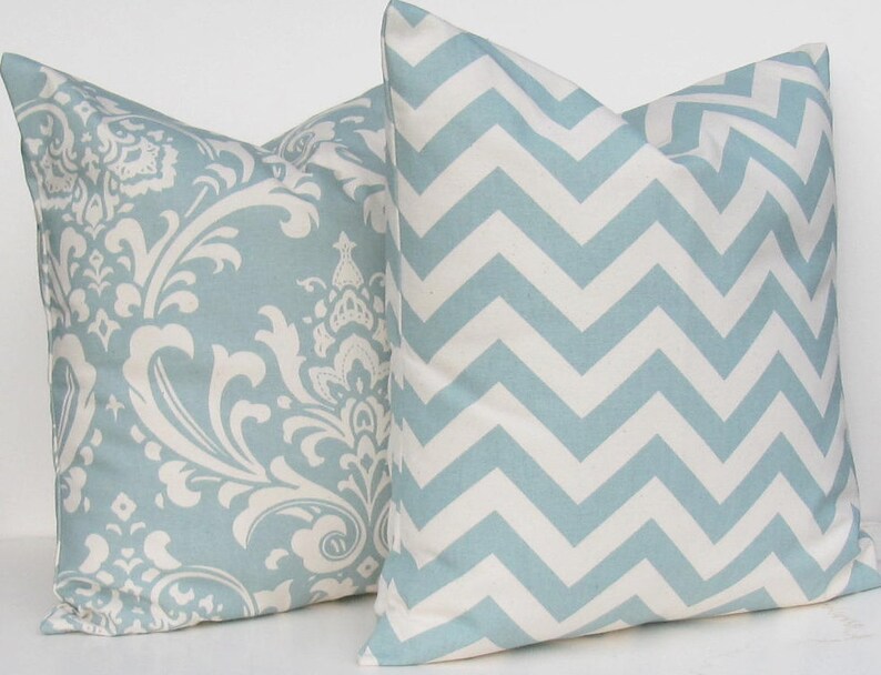 Blue Zigzag Pillow Cover MANY SIZES Chevron Pattern Etsy