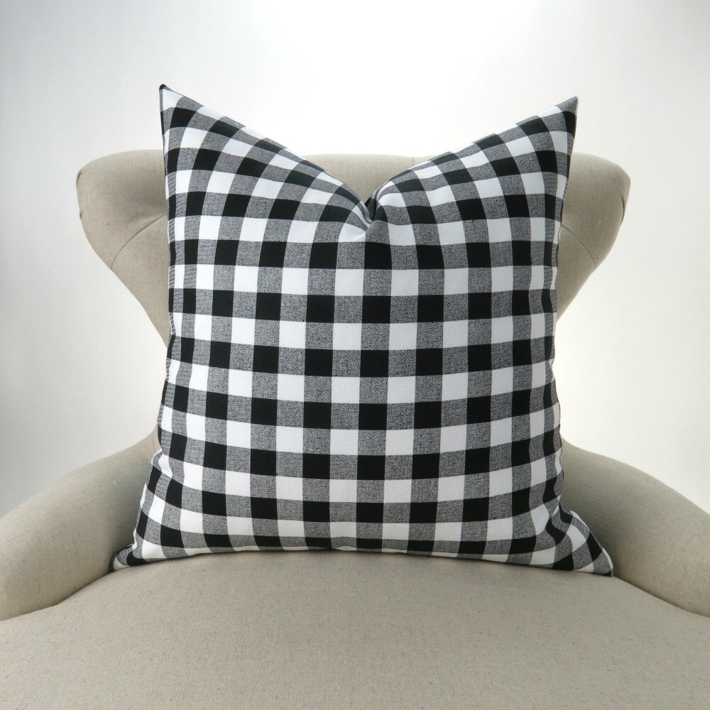 black gingham pillow