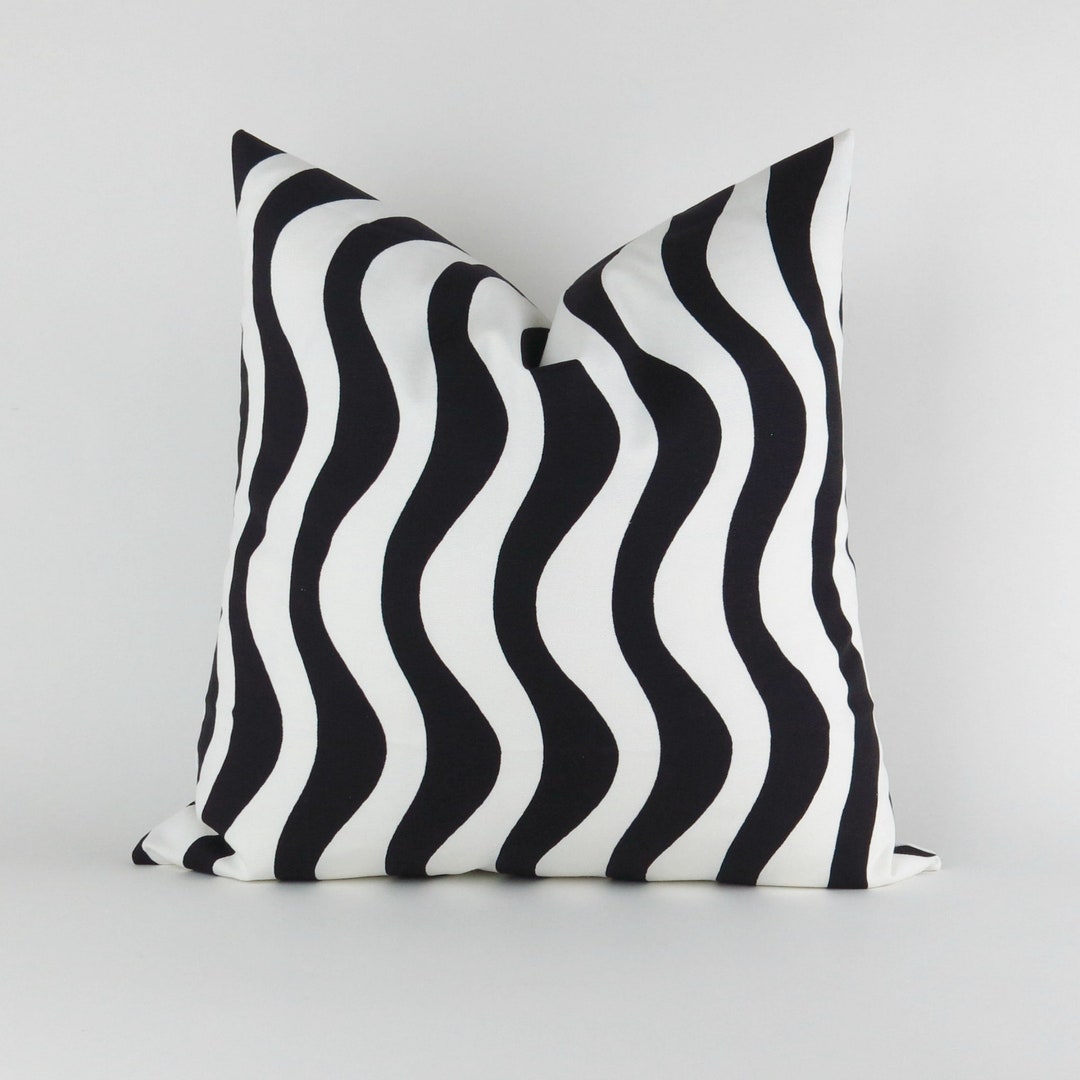 Black White Pillow Cover MANY SIZES Waves Pattern decorative Throw