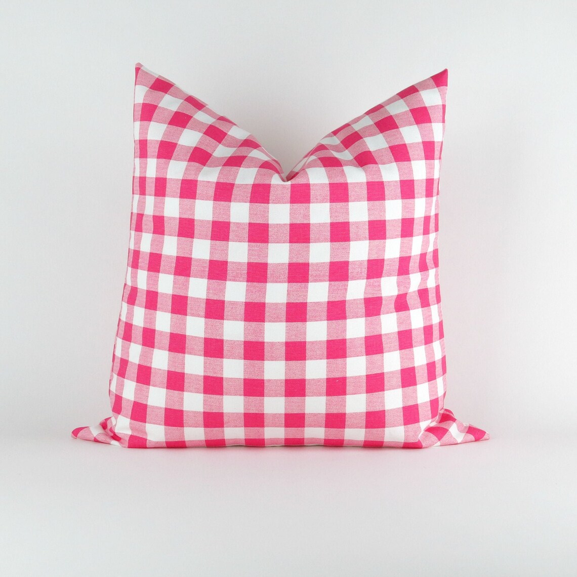 Pink Plaid Pillow Cover MANY SIZES Hot Pink and White Check Etsy
