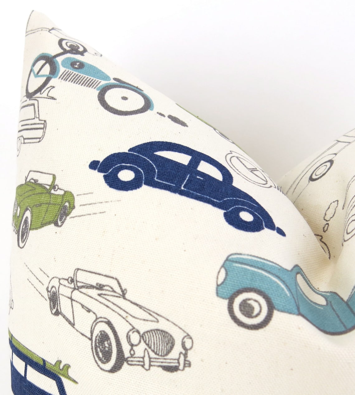 Vintage Cars Pillow Cover MANY SIZES Navy Blue Green Cushion Etsy