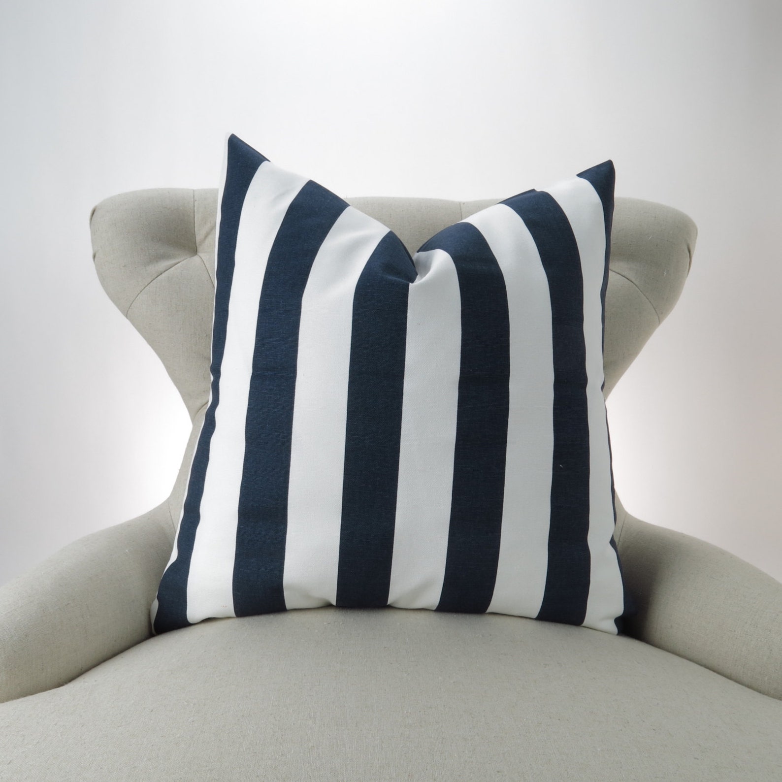 Navy Stripe Pillow Cover Accent Pillow Euro Sham Decorative Etsy