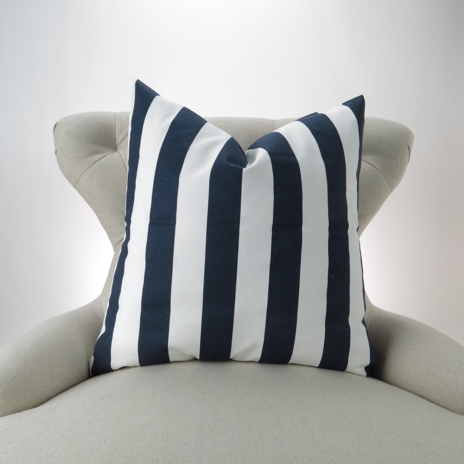Navy Stripe Pillow Cover Accent Pillow Euro Sham Decorative Etsy