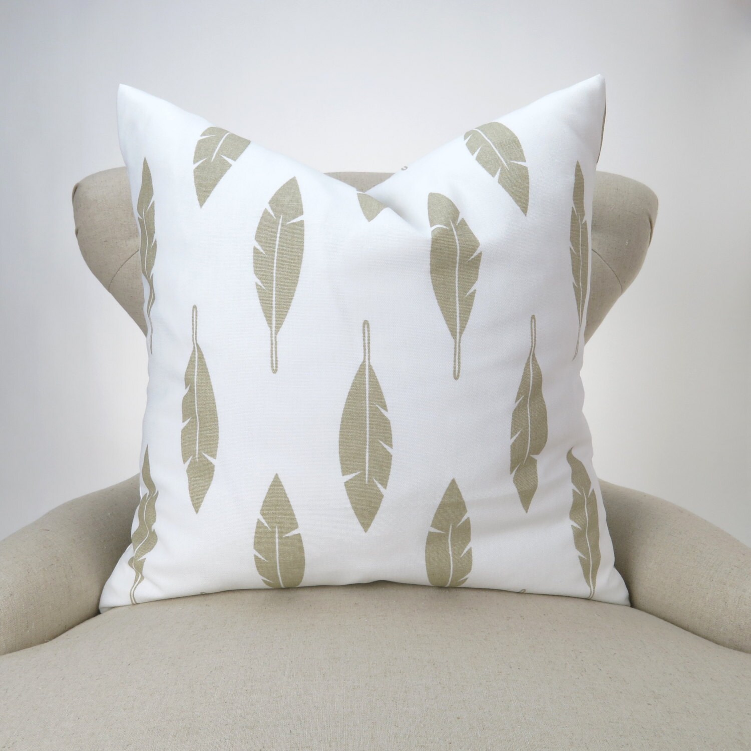 Gold Feather Pillow Cover MANY SIZES Throw Pillow Euro Etsy