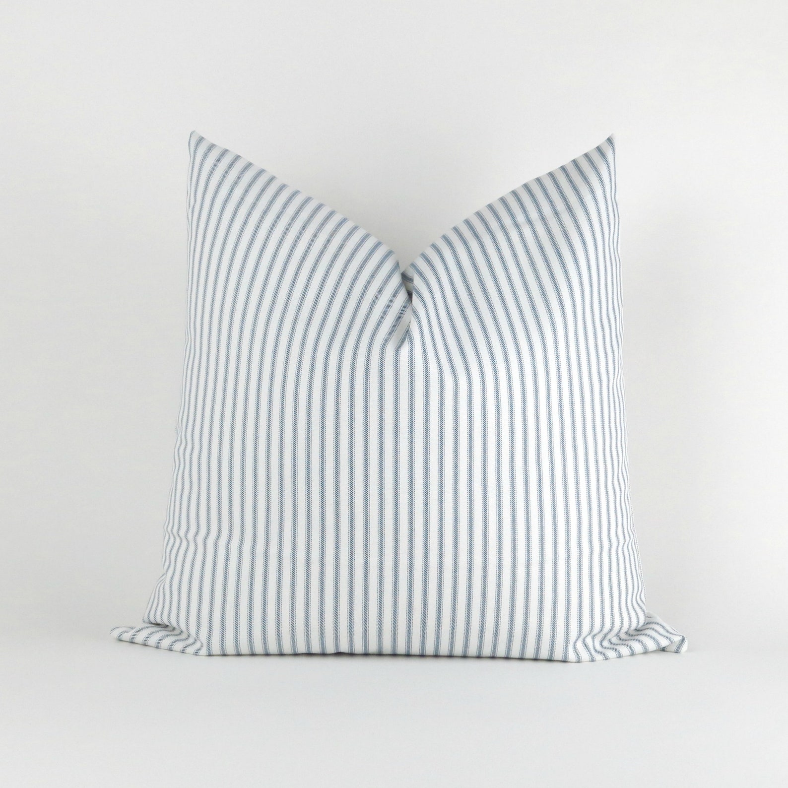 Navy Stripe Pillow Cover MANY SIZES Feather Ticking Pattern decorative