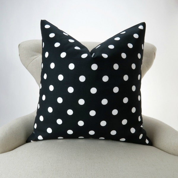 Black and White Polka Dot Pillow Cover -MANY SIZES- decorative throw euro sham custom couch cushion premier prints