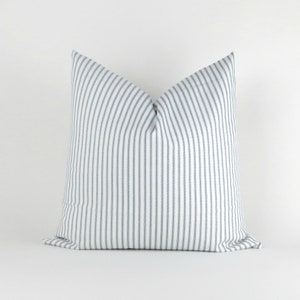Blue Stripe Pillow Cover MANY SIZES feather ticking pattern, Decorative Throw Pillow, Euro Sham, Classic Weathered Blue by Premier Prints Premier Navy