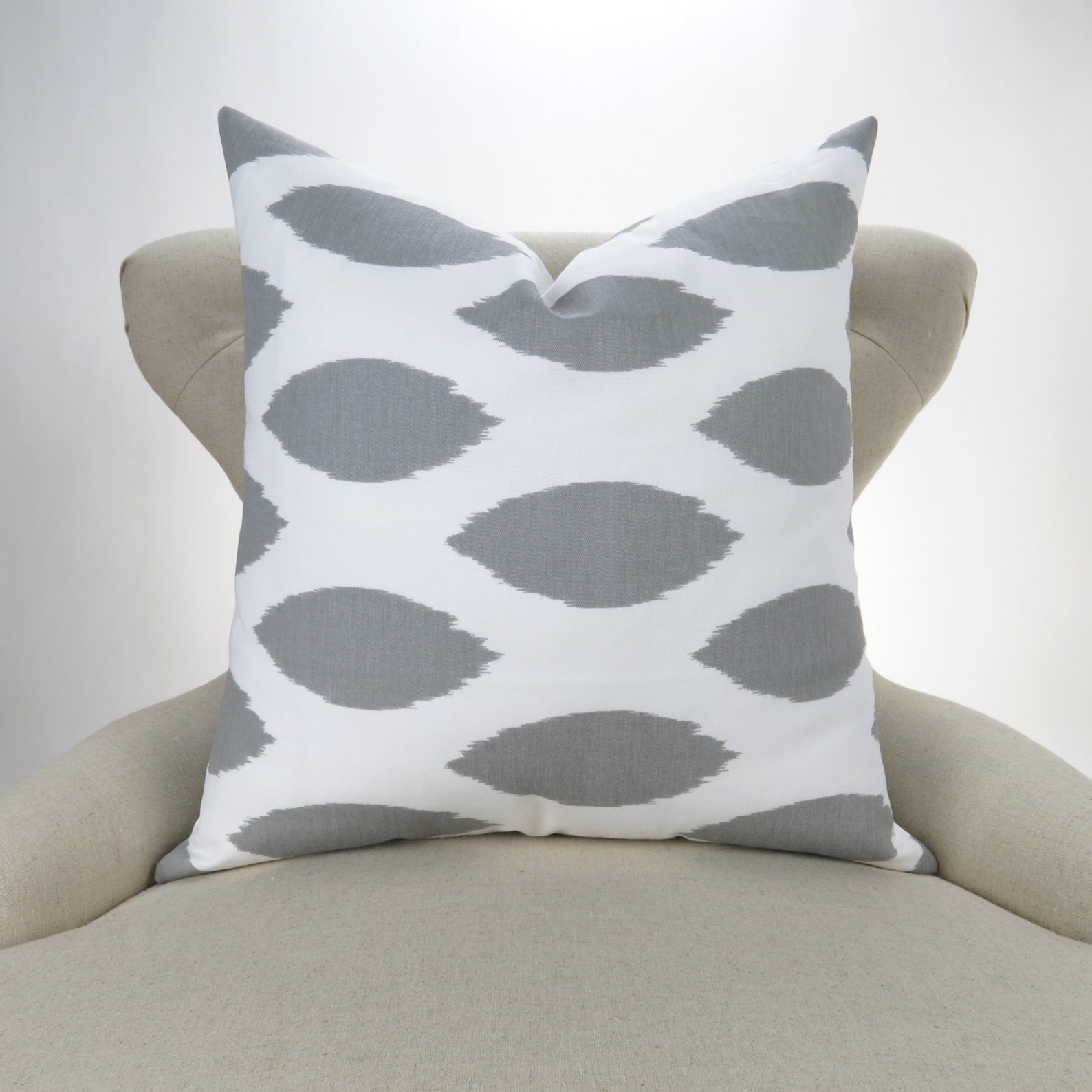 Gray Ikat Pillow Cover MANY SIZES Chipper Storm Grey White Etsy