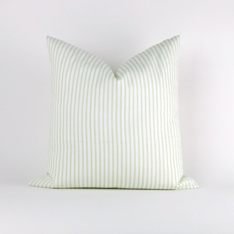 Blue Stripe Pillow Cover MANY SIZES feather ticking pattern, Decorative Throw Pillow, Euro Sham, Classic Weathered Blue by Premier Prints Kiwi Green