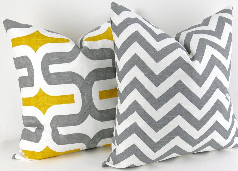 Throw Pillow Cover Gray White Cushion Cover Accent Pillow Euro Etsy