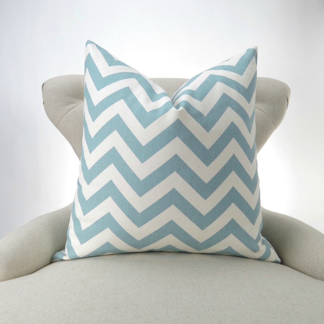 Blue Zigzag Pillow Cover MANY SIZES Chevron Pattern Etsy