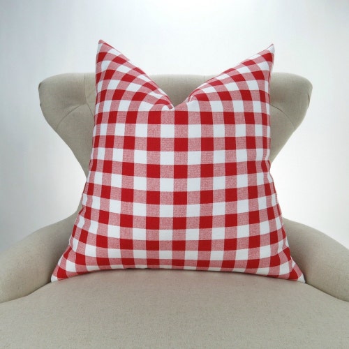 Red Plaid Pillow Cover MANY SIZES Check Pattern Gingham Etsy