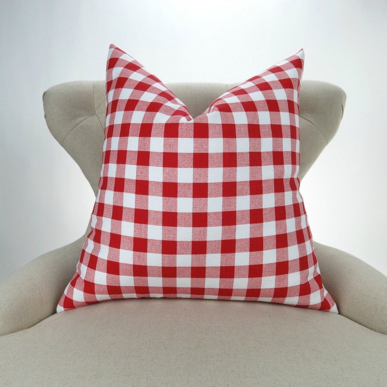 Red Plaid Pillow Cover MANY SIZES Check Pattern Gingham Etsy
