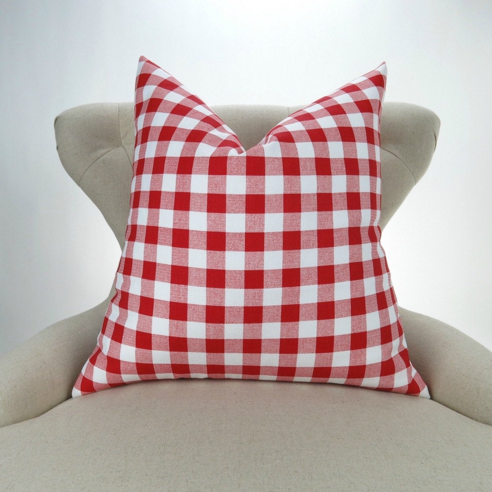 red plaid pillow covers