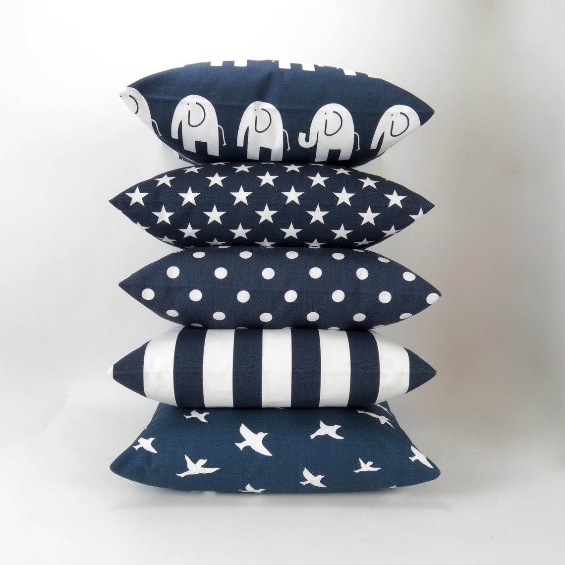 Navy Stripe Pillow Cover Accent Pillow Euro Sham Decorative Etsy