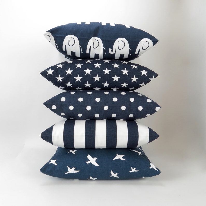 Navy Stripe Pillow Cover Accent Pillow Euro Sham Decorative Etsy