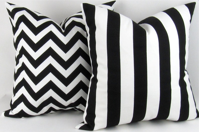Black & White Pillow Cover MANY SIZES Bold Modern Patterns Etsy