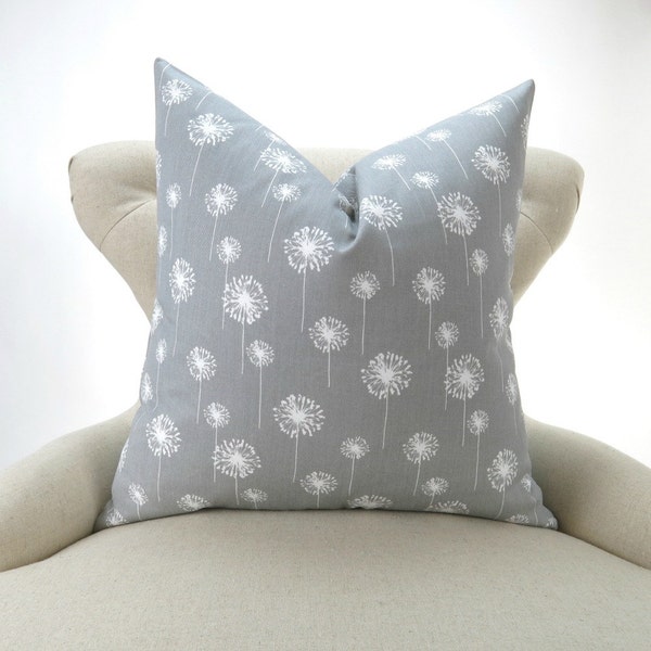 Throw Pillow Cover Gray White Cushion Cover Accent Pillow Euro Sham Decorative Throw -MANY SIZES- Dandelion Storm Premier Prints