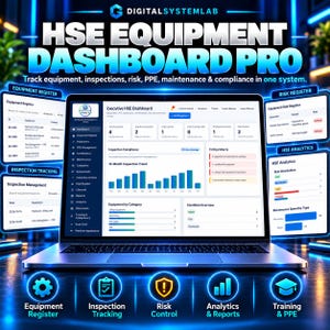 HSE-app offline | HSE-utrustningsöversikt för hälsa och säkerhet | Säkerhetsinspektionsspårare, PPE-logg (digital nedladdning)