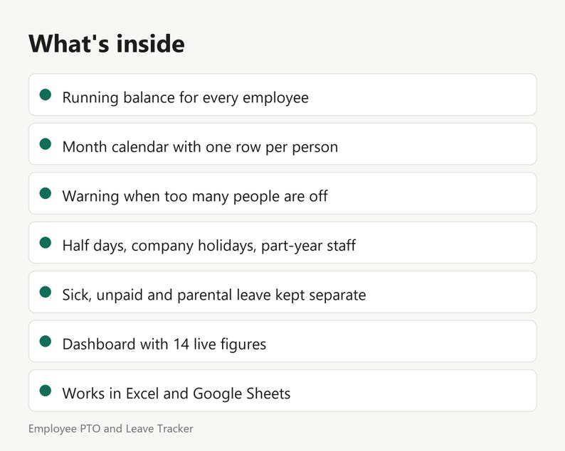 Employee PTO and Leave Tracker | Excel & Google Sheets Template | Staff ...