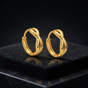 Twisted Infinity Huggie Hoops Small Yellow Knot Earring Casual Gift Her