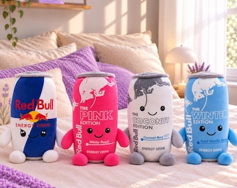 RedBull Energy Plush Toy – Cute RedBull Can Plush, Kawaii Stuffed Toy, Collectible Gift, 22cm