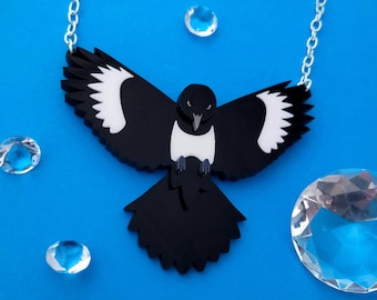 Magpie necklace - laser cut acrylic