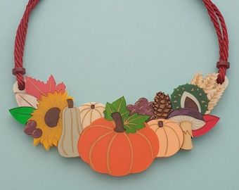 Autumn Harvest Statement Necklace - laser cut acrylic