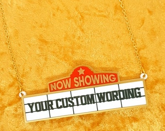 Personalised Cinema Marquee necklace - laser cut acrylic - UK seller