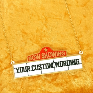 Personalised Cinema Marquee necklace - laser cut acrylic - UK seller