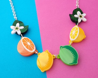 Citrus Statement Necklace - laser cut acrylic - UK seller