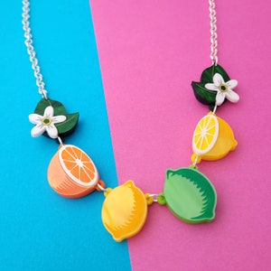 Citrus Statement Necklace - laser cut acrylic - UK seller