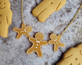 Gingerbread Men necklace - laser cut acrylic