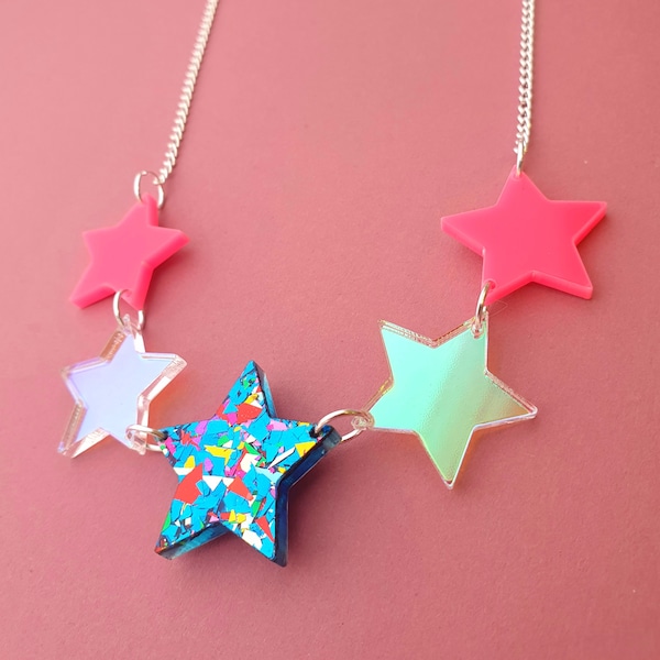 Collier Bright Stars - acrylique découpé au laser